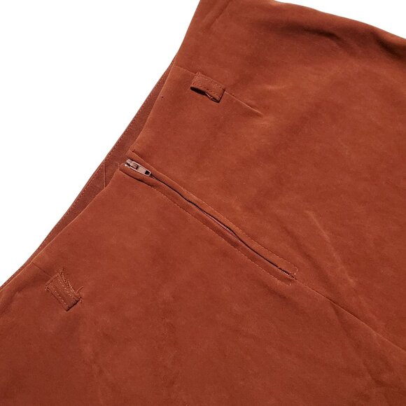 Rust Brown Faux Suede Pencil Skirt With Side Slit For Women - Mid-Length Size Sm - Picture 8 of 14